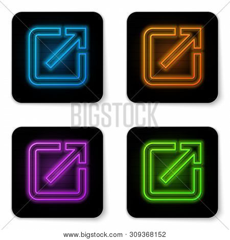 Glowing Neon Open In New Window Icon Isolated On White Background. Open Another Tab Button Sign. Bro