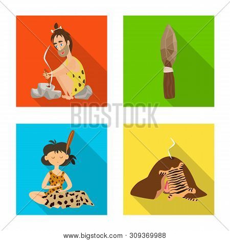 Vector Illustration Of Evolution And Prehistory Icon. Collection Of Evolution And Development Stock 