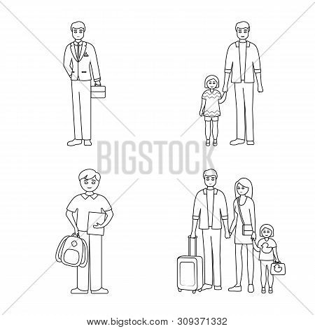 Vector Illustration Of Happy And Character Symbol. Set Of Happy And Portrait Stock Vector Illustrati