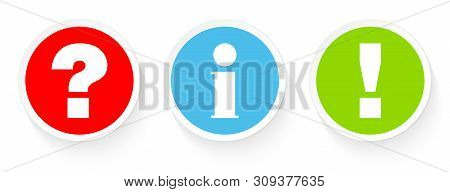 Set Of Three Buttons Question Information And Answer Red Blue Green