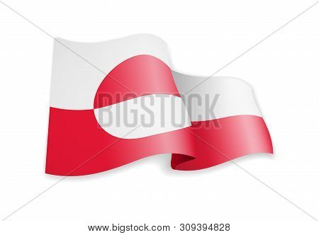Greenland Flag In The Wind. Flag On White Vector Illustration