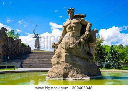 Volgograd, Russia - 26 May 2019: Stand To Death Monument On Mamayev Kurgan.