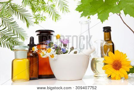 Aromatherapy - Odor Treatment. Natural Medicine. 
Treatment With Essential Oils. Bach