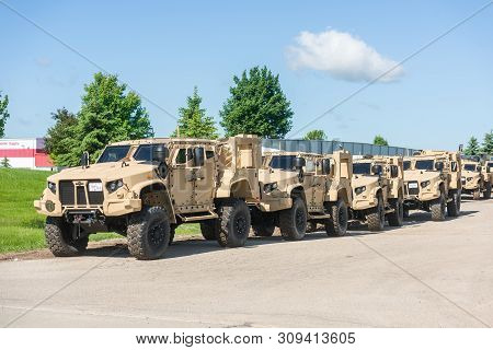 Oshkosh, Wi - 10 June 2019:  A Jltv Joint Light  Tactical Vehicle That Replaced The Hummer Built By 