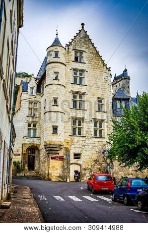 Chinon, France - June 24, 2012. Historic Ciy Center Of Chinon By Loire