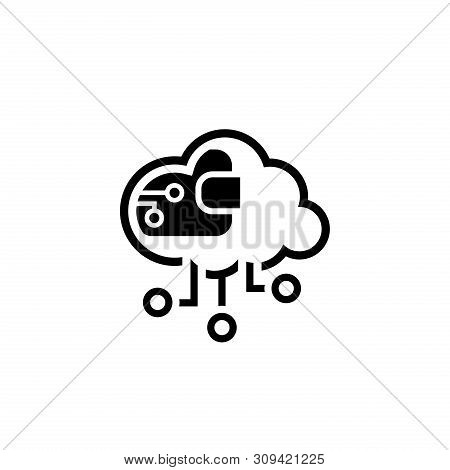 Simple Crypto Wallet Vector Line Icon With Digital Wallet Symbol.