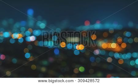 Blurred Abstract Bokeh Background Of San Francisco City Lights At Night