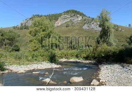 The Mountain River Yarovka On The Territory Of The Altai Territory In Western Siberia. Russia