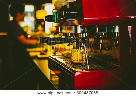 Espresso Coffee Machine Vibrant Art Vintage Colortone For Cafe Decoration