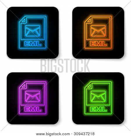 Glowing Neon Eml File Document Icon. Download Eml Button Icon Isolated On White Background. Eml File