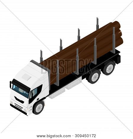 Logging Truck Isometric View Isolated On White Background