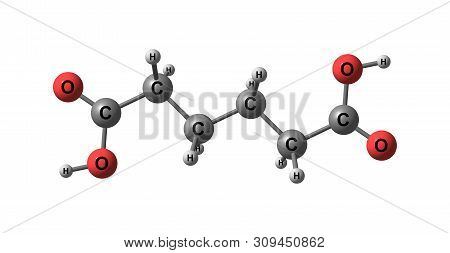Adipic Acid Molecular Structure Isolated On White