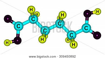 Adipic Acid Molecular Structure Isolated On White