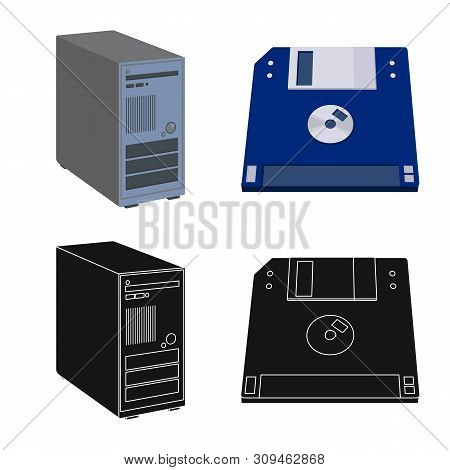 Isolated Object Of Laptop And Device Icon. Set Of Laptop And Server Vector Icon For Stock.
