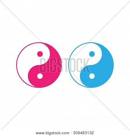 Yin Yang Icon. Vector Illustration, Flat Design.