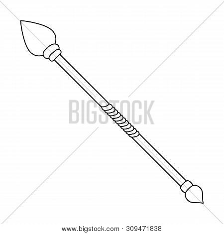 Line Style Icon Of Magic Staff Isolated On White Background. Magic Wand, Scepter, Stick, Rod. Illust