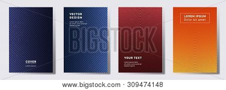 Minimalist Covers Linear Design. Geometric Lines Patterns With Edges, Angles. Halftone Backgrounds F