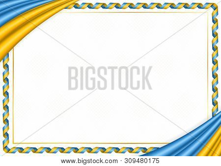 Border Made With Tuva National Colors. Template Elements For Your Certificate And Diploma. Horizonta