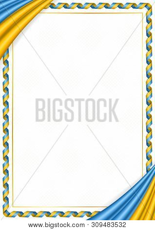 Border Made With Tuva National Colors. Template Elements For Your Certificate And Diploma. Horizonta