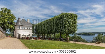Plon, Germany - June 24, 2019: Panorama Of The Restaurant At The Castle In Plon, Germany