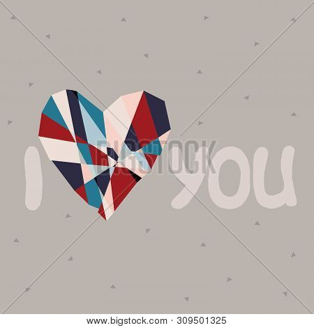 Valentines Day Greeting Card With Drawn Design Elements.