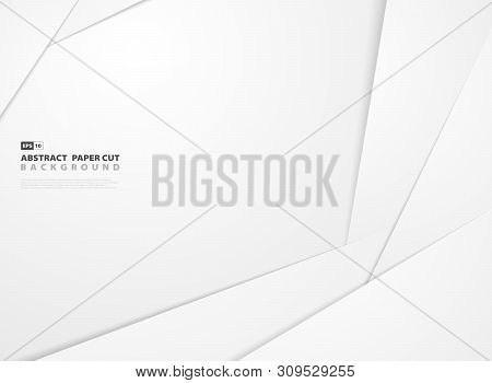Abstract Gradient White Paper Cut Shape Pattern Design Background.