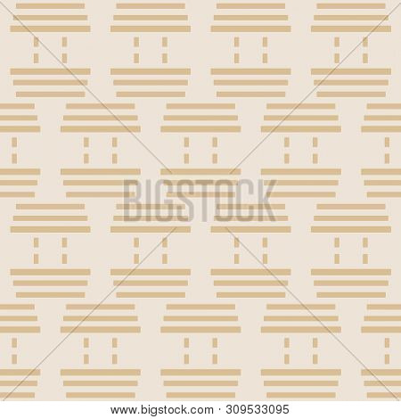 Geometric Seamless Pattern. Two Colors Beige And White. Vector Illustration
