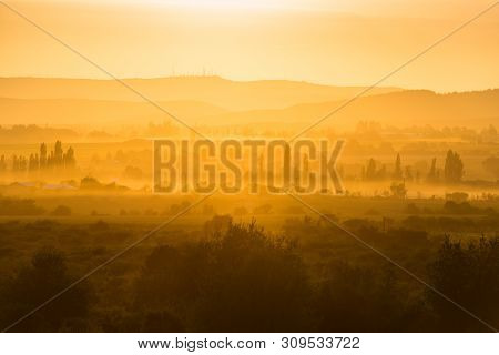 Dawn In The Crop Fields At Region Del Maule In Southern Chile