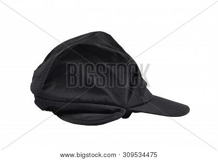 Colorful And Crisp Image Of Peaked Cap With Ear Warming On White Background