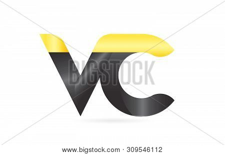 Joined Or Connected Vc V C Yellow Black Alphabet Letter Logo Combination Suitable As An Icon Design 