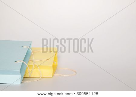 Colorfull Empty Paper Shopping Bag On Isolated Background.