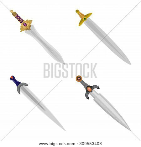 Vector Design Of Sword And Dagger Icon. Collection Of Sword And Weapon Vector Icon For Stock.