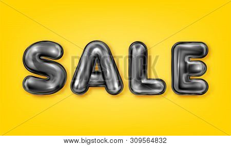 Sale Black Latex Lettering On The Brigh Yellow Background, Bannertemplate