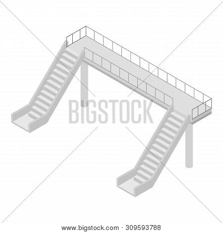 Bridge Over Railway Icon. Isometric Of Bridge Over Railway Vector Icon For Web Design Isolated On Wh