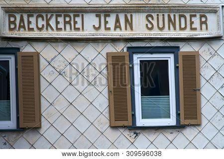 Bad Homburg, Germany - June 09: The Exterior Facade Of The Disused Bakery Jean Suender, A Listed Bui