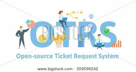 Otrs, Open-source Ticket Request System. Concept With People, Keywords And Icons. Flat Vector Illust