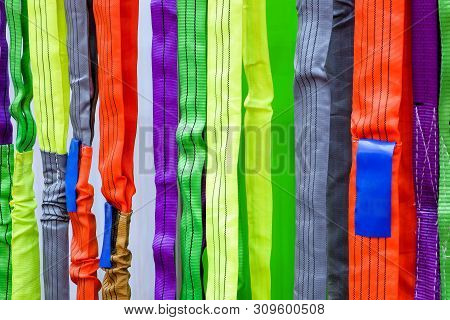 Multicolored Of Safety Sling, Sling For Industrial Use During Safety On Industrial Factory, Construc