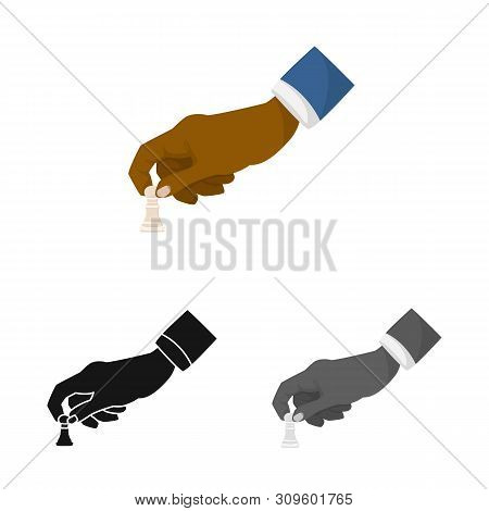 Isolated Object Of Hand And Pawn Logo. Set Of Hand And Business Stock Vector Illustration.