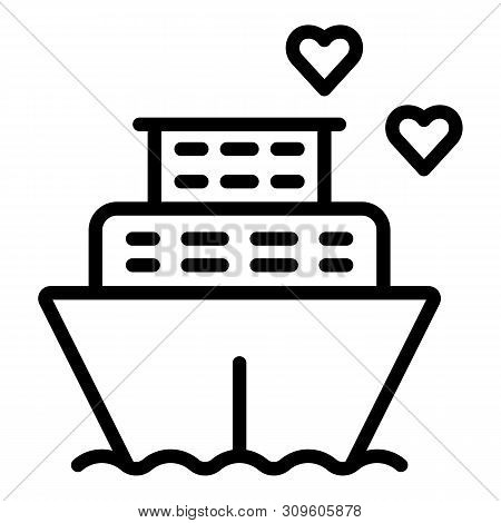 Honeymoon Ship Cruiser Icon. Outline Honeymoon Ship Cruiser Vector Icon For Web Design Isolated On W