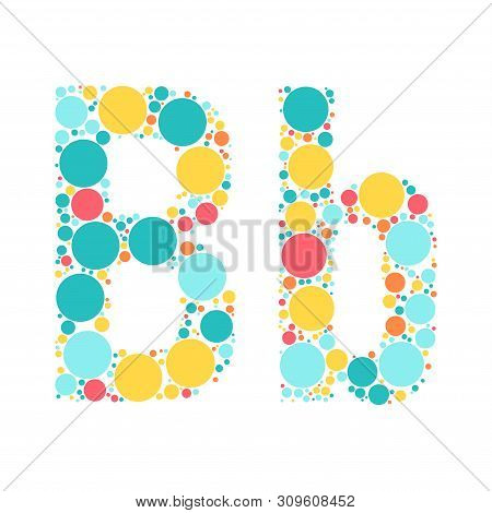 A Letter Of The Alphabet From Colored Circles Laid Out By A Cheerful Mozayka. Vector Font Illustrati