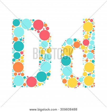 A Letter Of The Alphabet From Colored Circles Laid Out By A Cheerful Mozayka. Vector Font Illustrati