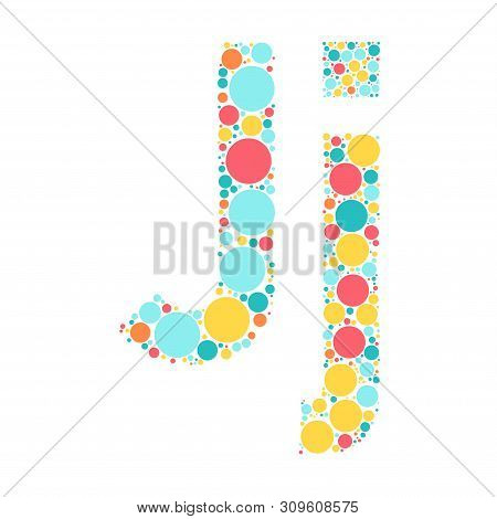 A Letter Of The Alphabet From Colored Circles Laid Out By A Cheerful Mozayka. Vector Font Illustrati