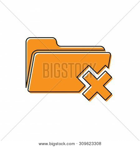 Orange Delete Folder Icon Isolated On White Background. Folder With Recycle Bin. Delete Or Error Fol