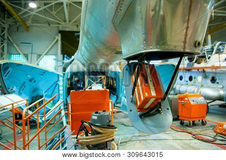Tyumen, Russia - June 5, 2019: Aircraft Repair Helicopter Utair Engineering Plant. Flight Data Recor