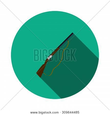 Hunt Gun Icon. Flat Circle Stencil Design With Long Shadow. Vector Illustration.