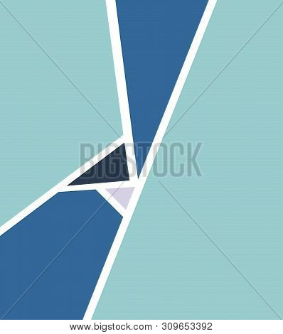 Beautiful Background Of Blue And Turquoise Colors, Triangles And Lines. Gometric Minimalism, Pastel 