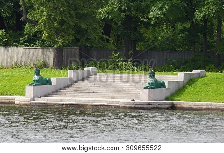 The Sphinxes On The Malaya Nevka Saint Petersburg Russia July 2017