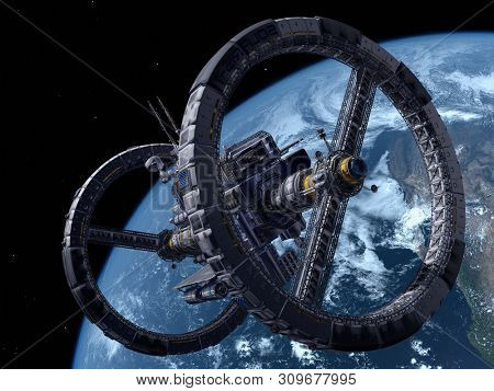 Space station in outer space 