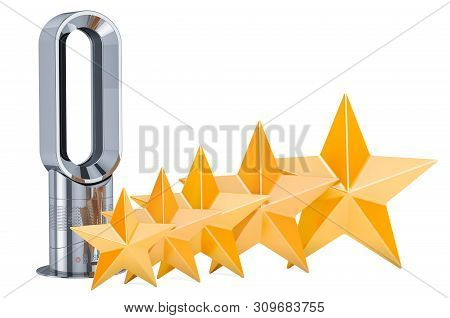 Customer Rating Of Bladeless Air Fan, Concept. 3d Rendering Isolated On White Background