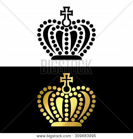 Crown Logo, Crown Icon Black And Gold Vector In Modern Flat Style For Web, Graphic And Mobile Design